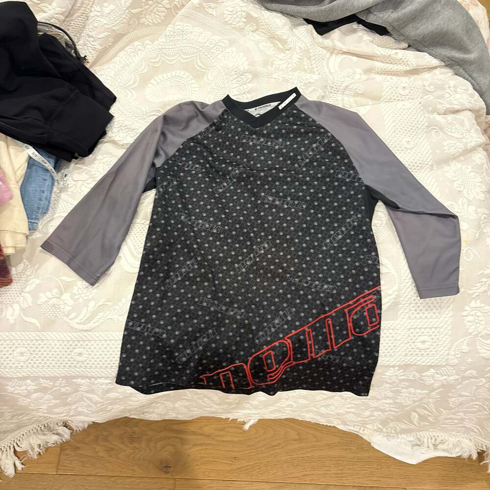 Nema Cycling MTB 3/4 Sleeve Jersey Grey/Black Dot Graphic Men's Size M